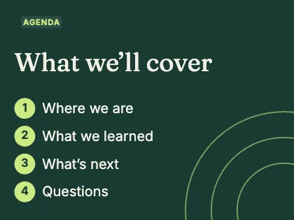 Agenda slide · Forest dark
