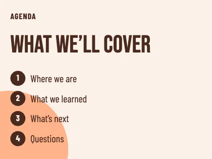 Agenda slide · Sunset · Poster
