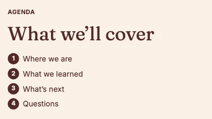 Agenda slide · Clay
