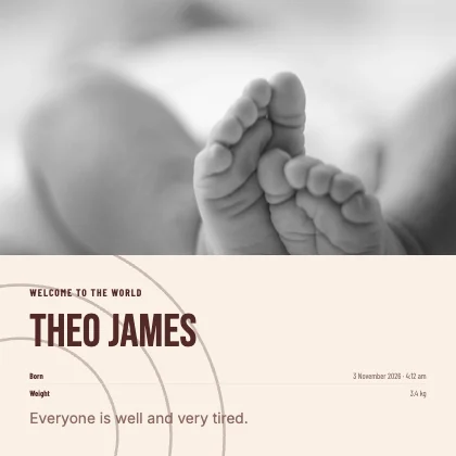 Birth announcement · Clay · Poster