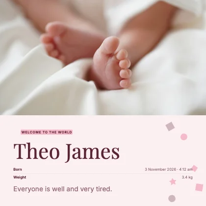 Birth announcement · Rose · Editorial