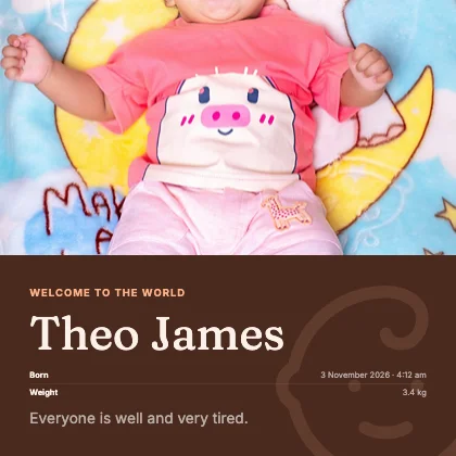 Birth announcement · Sunset dark