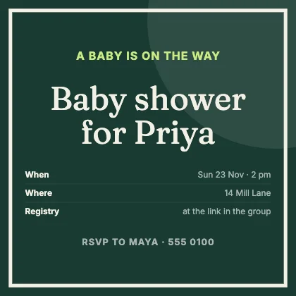 Baby shower invitation · Forest dark
