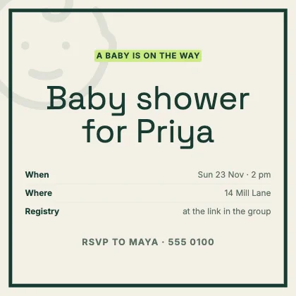 Baby shower invitation · Forest · Grotesk