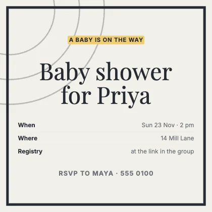 Baby shower invitation · Ink · Editorial