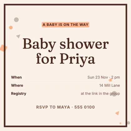 Baby shower invitation · Sunset