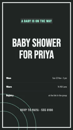 Baby shower invitation · Charcoal dark · Poster