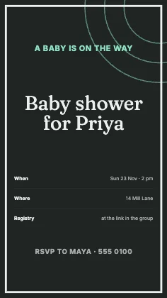 Baby shower invitation · Charcoal dark