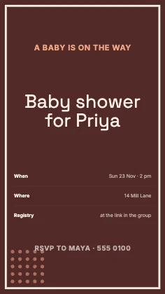 Baby shower invitation · Clay dark · Grotesk