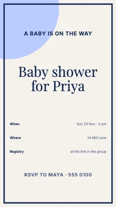 Baby shower invitation · Cobalt · Editorial