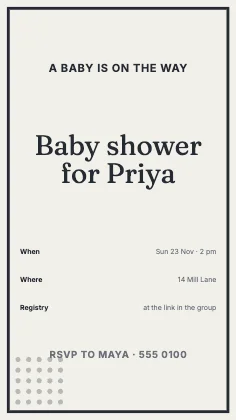 Baby shower invitation · Ink