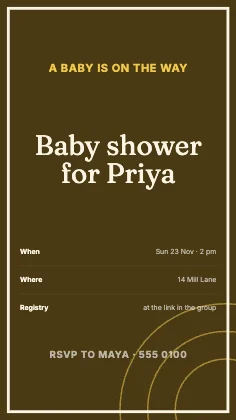 Baby shower invitation · Mustard dark