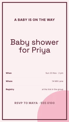 Baby shower invitation · Rose · Grotesk