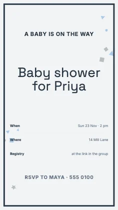 Baby shower invitation · Slate · Grotesk