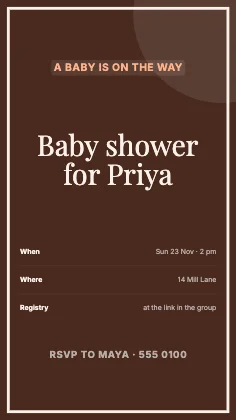 Baby shower invitation · Sunset dark · Editorial
