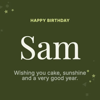Birthday wishes · Olive dark · Editorial