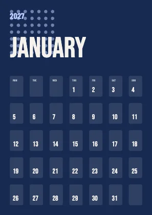 Monthly calendar · Cobalt dark · Poster
