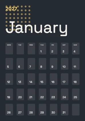 Monthly calendar · Ink dark · Grotesk