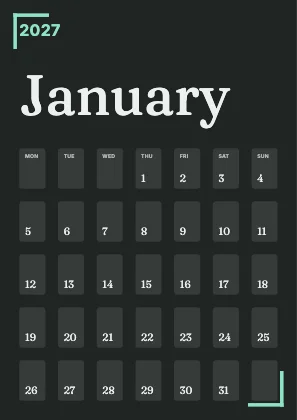 Monthly calendar · Charcoal dark