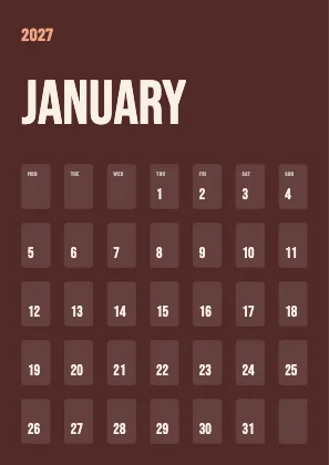 Monthly calendar · Clay dark · Poster