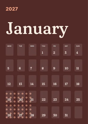 Monthly calendar · Clay dark