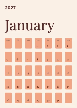 Monthly calendar · Clay · Editorial