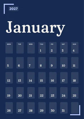 Monthly calendar · Cobalt dark