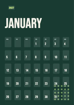 Monthly calendar · Forest dark · Poster