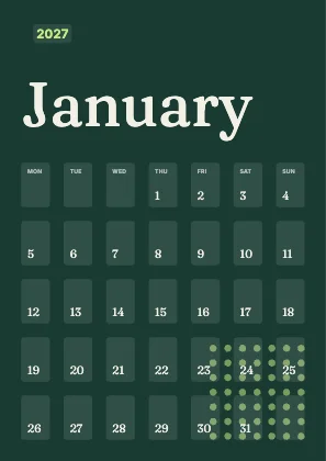 Monthly calendar · Forest dark