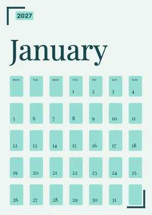 Monthly calendar · Lagoon · Editorial