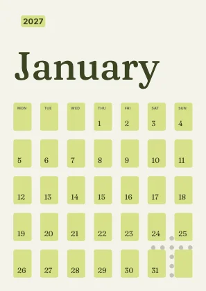 Monthly calendar · Olive
