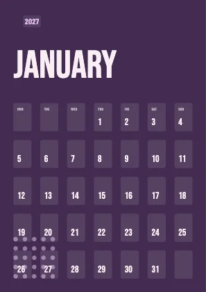 Monthly calendar · Plum dark · Poster