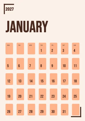 Monthly calendar · Sunset · Poster