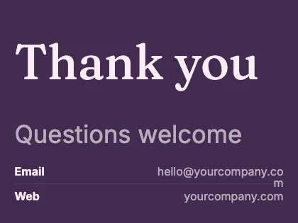 Closing slide · Plum dark