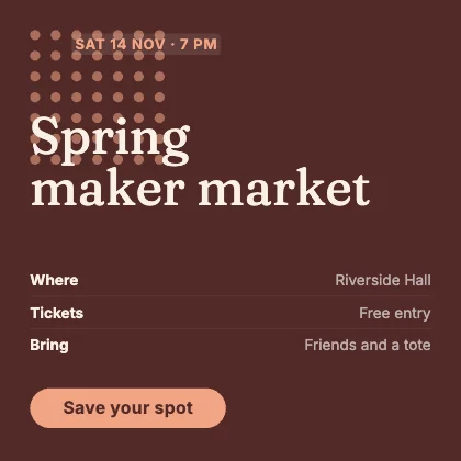 Event invite · Clay dark