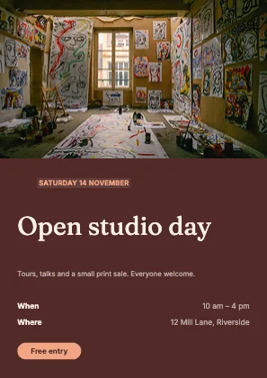 Event flyer · Clay dark