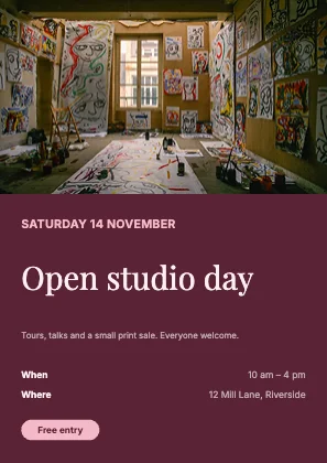 Event flyer · Rose dark · Editorial
