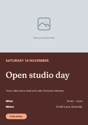 Event flyer · Clay dark