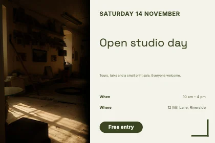 Event flyer · Olive · Grotesk