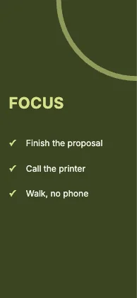 Focus wallpaper · Olive dark · Editorial