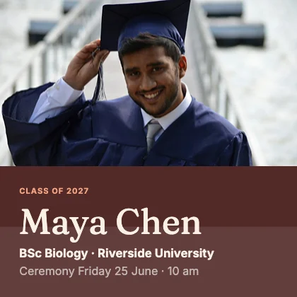 Graduation announcement · Clay dark