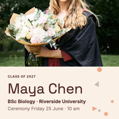 Graduation announcement · Clay · Grotesk