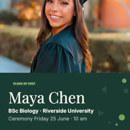 Graduation announcement · Forest dark · Editorial