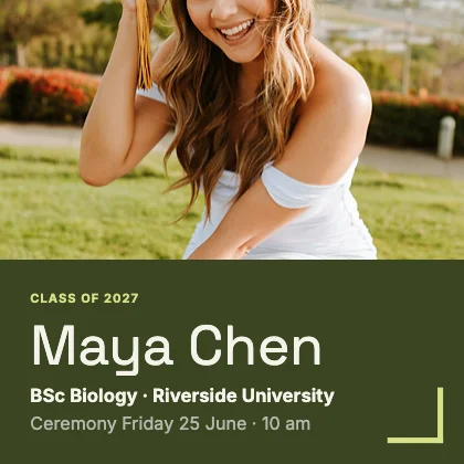 Graduation announcement · Olive dark · Grotesk
