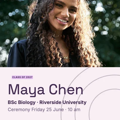 Graduation announcement · Plum · Grotesk