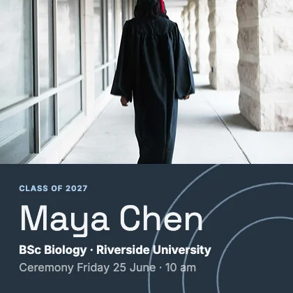 Graduation announcement · Slate dark · Grotesk