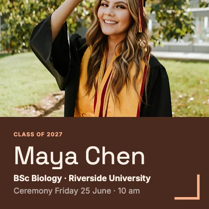 Graduation announcement · Sunset dark · Grotesk