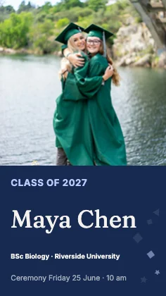 Graduation announcement · Cobalt dark