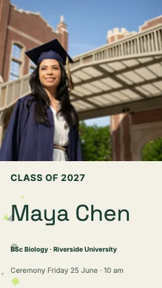 Graduation announcement · Forest · Grotesk