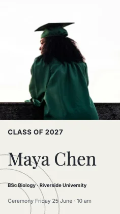 Graduation announcement · Ink · Editorial
